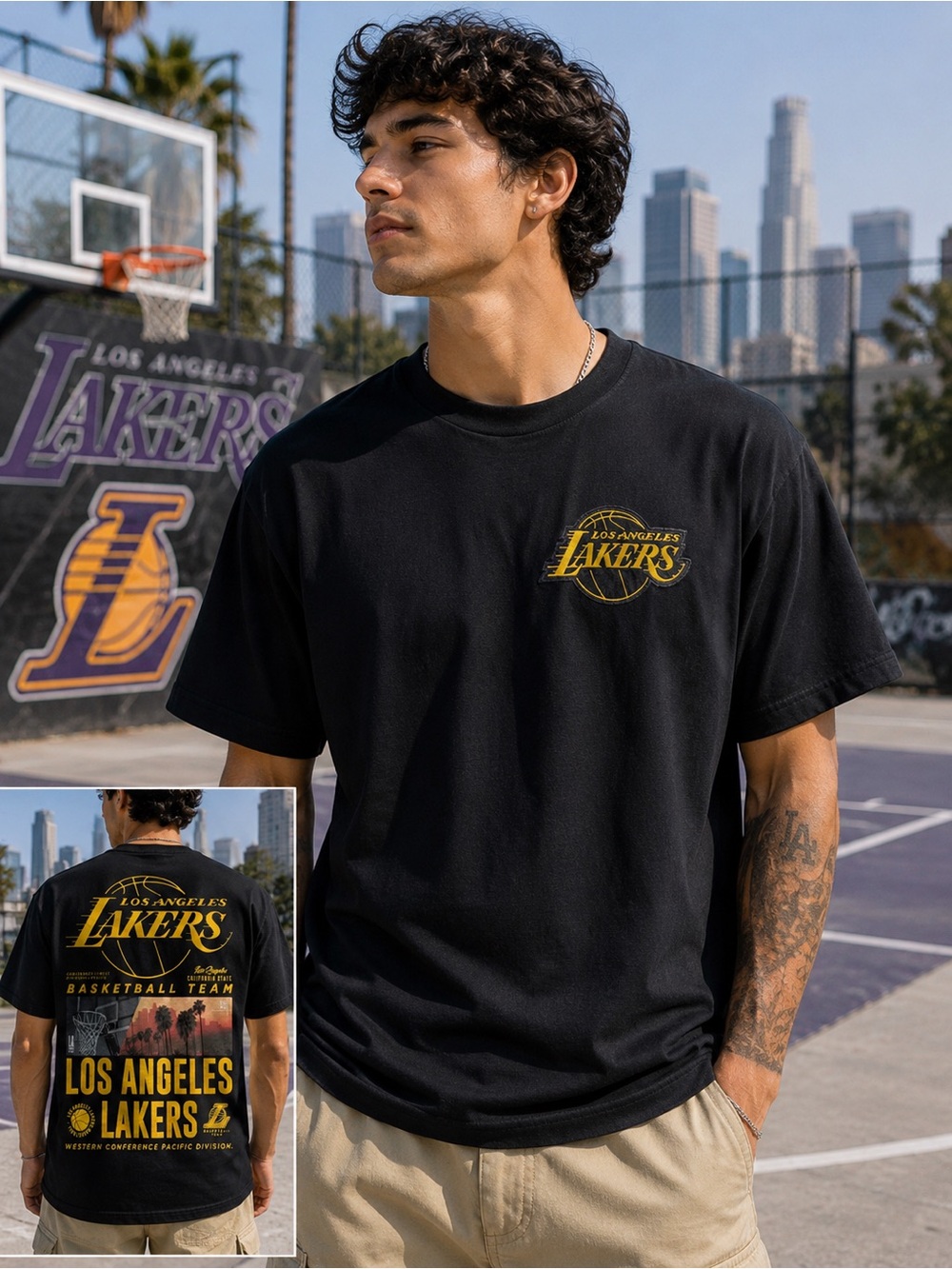 NBA Los Angeles Lakers Black Graphic Tee Size M
